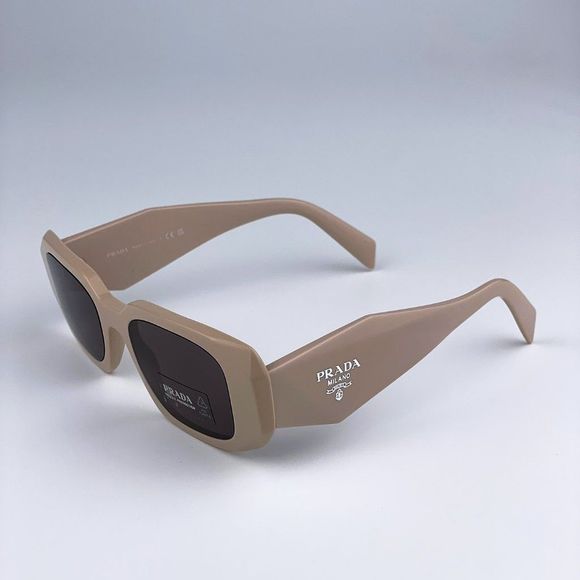 🔥  Prada PR17WS VYJ6X1 Sunglasses Powder Beige Brown Rectangle Unisex - Picture 1 of 11